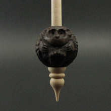Load image into Gallery viewer, Hedgehog bead spindle in walnut and curly maple