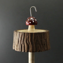 Load image into Gallery viewer, Toadstool stump drop spindle in walnut and curly maple