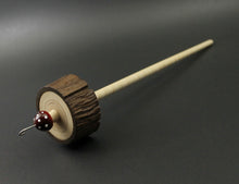 Load image into Gallery viewer, Toadstool stump drop spindle in walnut and curly maple