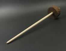 Load image into Gallery viewer, Toadstool stump drop spindle in walnut and curly maple