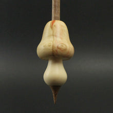 Load image into Gallery viewer, Mushroom support spindle in flame box elder, holly, and walnut
