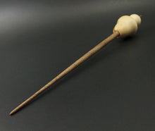 Load image into Gallery viewer, Mushroom support spindle in flame box elder, holly, and walnut