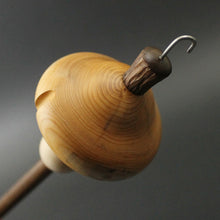 Load image into Gallery viewer, Mushroom drop spindle in yew, curly maple, and walnut