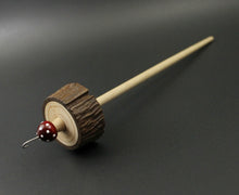 Load image into Gallery viewer, Toadstool stump drop spindle in walnut and curly maple