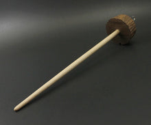 Load image into Gallery viewer, Toadstool stump drop spindle in walnut and curly maple