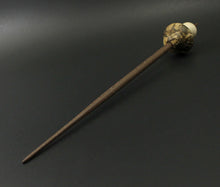 Load image into Gallery viewer, Mushroom support spindle in spalted hackberry, holly, and walnut