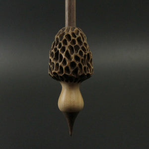 Morel mushroom support spindle in maple and walnut