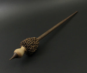 Morel mushroom support spindle in maple and walnut