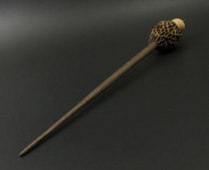 Morel mushroom support spindle in maple and walnut