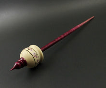 Load image into Gallery viewer, Cauldron spindle in holly and hand dyed curly maple