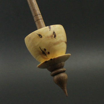 Teacup spindle in elm burl and walnut
