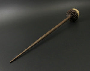 Acorn support spindle in curly maple and walnut