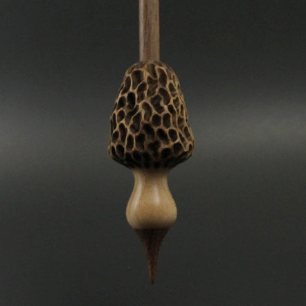 Morel mushroom support spindle in maple and walnut