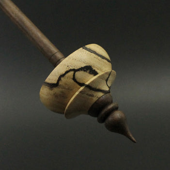 Tibetan style spindle in spalted hackberry and walnut