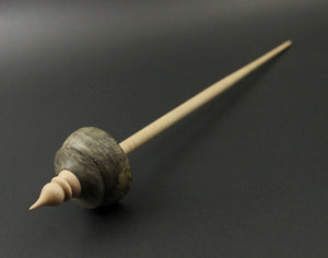 Tibetan style spindle in buckeye burl and curly maple