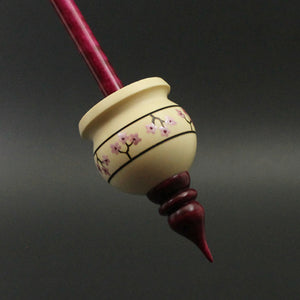 Cauldron spindle in holly and hand dyed curly maple