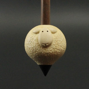 Sheep support spindle in holly and walnut
