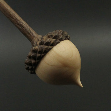 Acorn support spindle in maple and walnut