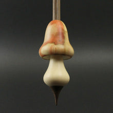 Load image into Gallery viewer, Mushroom support spindle in flame box elder, holly, and walnut