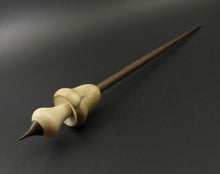 Load image into Gallery viewer, Mushroom support spindle in flame box elder, holly, and walnut