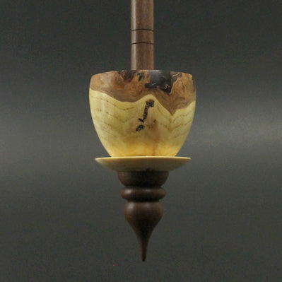 Teacup spindle in elm burl and walnut