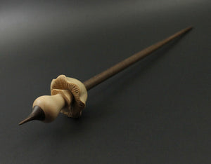 Mushroom support spindle in maple and walnut
