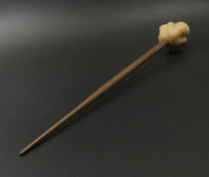 Mushroom support spindle in maple and walnut
