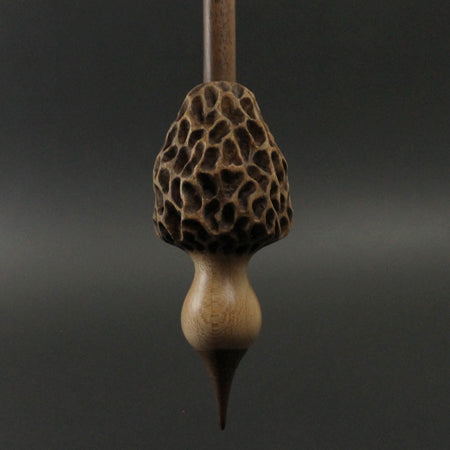 Morel mushroom support spindle in maple and walnut