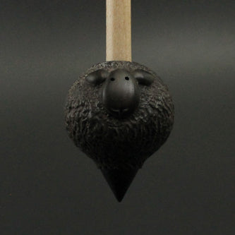 Sheep support spindle in African blackwood and curly maple