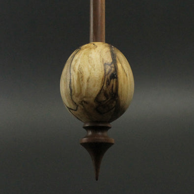 Egg bead spindle in spalted hackberry and walnut