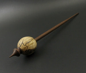 Egg bead spindle in spalted hackberry and walnut