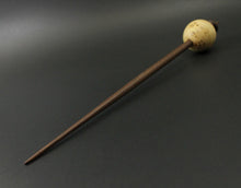 Load image into Gallery viewer, Egg bead spindle in elm burl and walnut with turquoise inlay