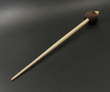 Load image into Gallery viewer, Hedgehog bead spindle in walnut and curly maple