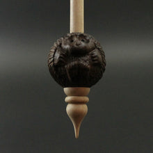 Load image into Gallery viewer, Hedgehog bead spindle in walnut and curly maple