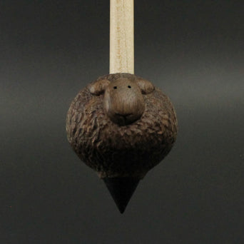 Sheep support spindle in walnut and curly maple