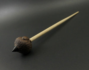 Sheep support spindle in walnut and curly maple