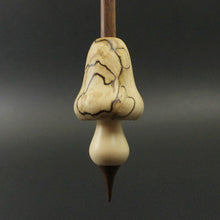 Load image into Gallery viewer, Mushroom support spindle in spalted hackberry, holly, and walnut