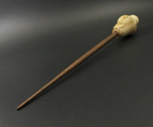 Load image into Gallery viewer, Mushroom support spindle in spalted hackberry, holly, and walnut