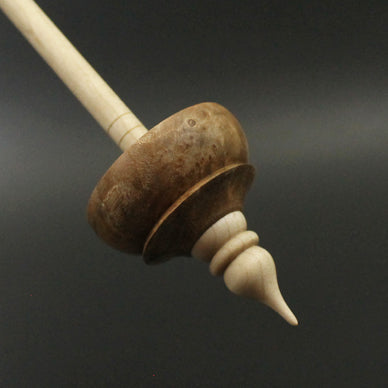 Tibetan style spindle in maple burl and curly maple