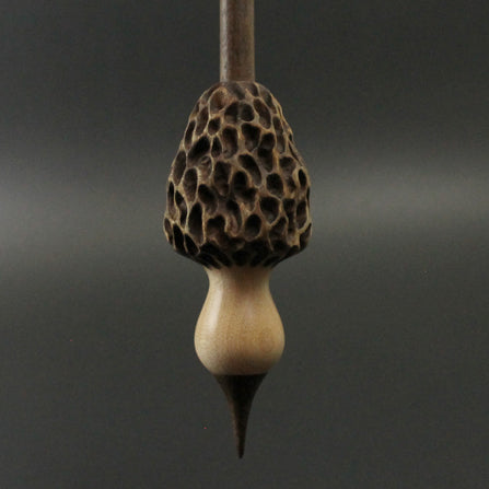 Morel mushroom support spindle in maple and walnut