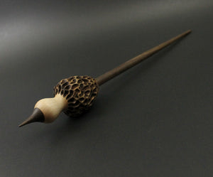 Morel mushroom support spindle in maple and walnut