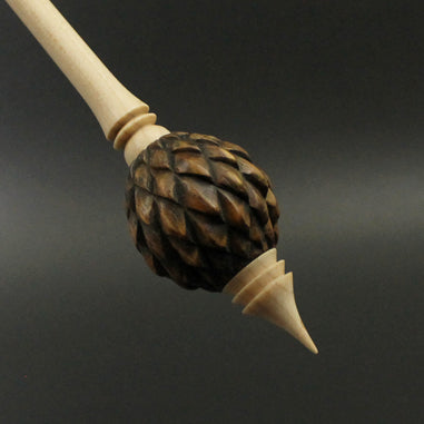 Dragon egg bead spindle in cocobolo and curly maple (<font color=