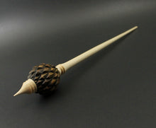 Load image into Gallery viewer, Dragon egg bead spindle in cocobolo and curly maple (&lt;font color=&quot;red&quot;&lt;b&gt;RESERVED&lt;/b&gt;&lt;/font&gt; for Nanette)