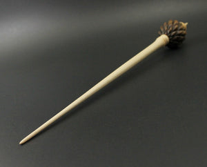 Dragon egg bead spindle in cocobolo and curly maple (<font color="red"<b>RESERVED</b></font> for Nanette)