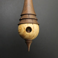 Load image into Gallery viewer, Birdhouse spindle in Karelian birch and walnut
