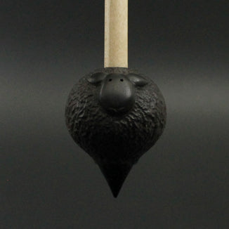 Sheep support spindle in African blackwood and curly maple