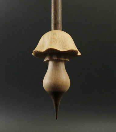 Mushroom support spindle in maple and walnut