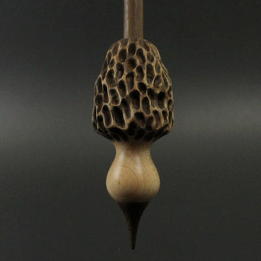 Morel mushroom support spindle in maple and walnut