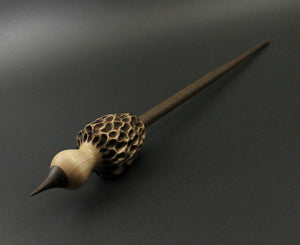 Morel mushroom support spindle in maple and walnut