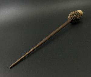 Morel mushroom support spindle in maple and walnut